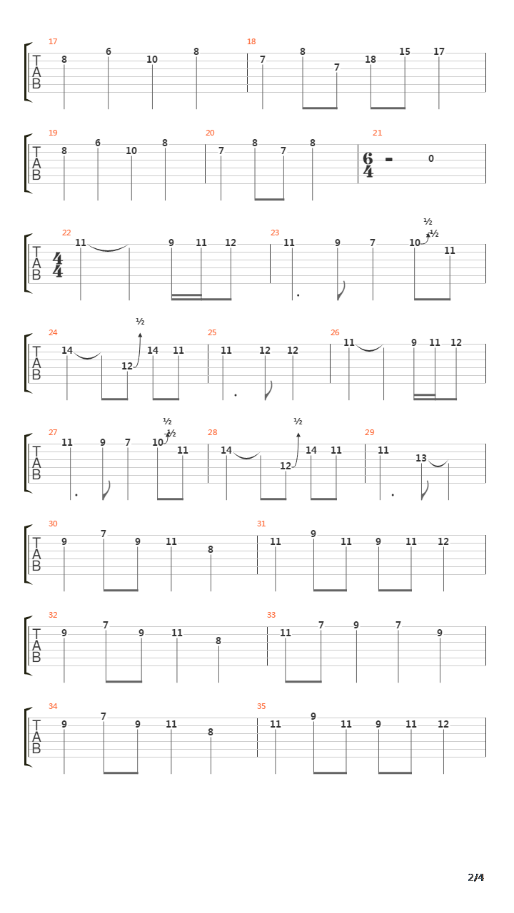 方向吉他谱