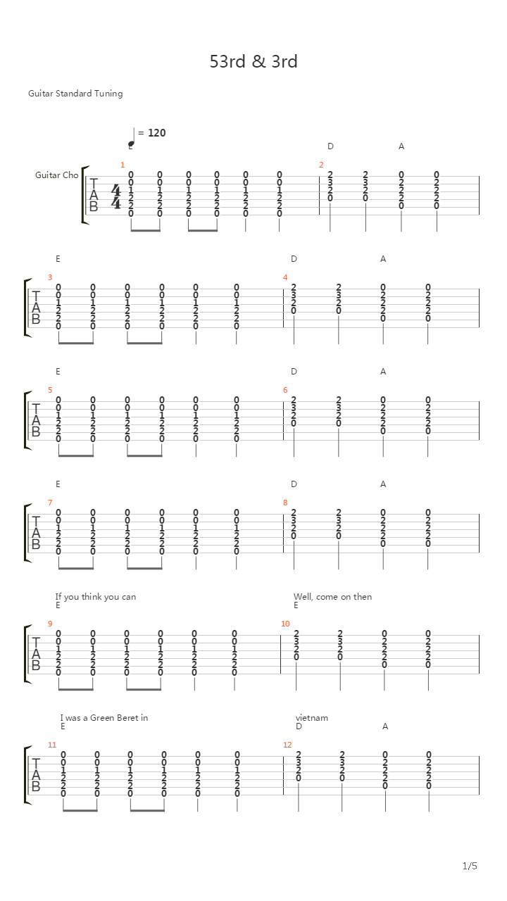 53rd And 3rd吉他谱