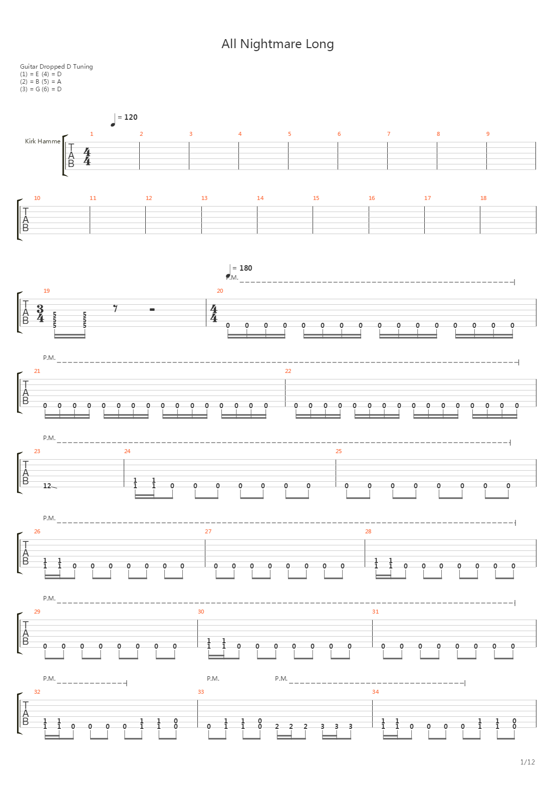 All Nightmare Long吉他谱