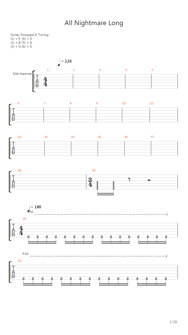 All Nightmare Long吉他谱