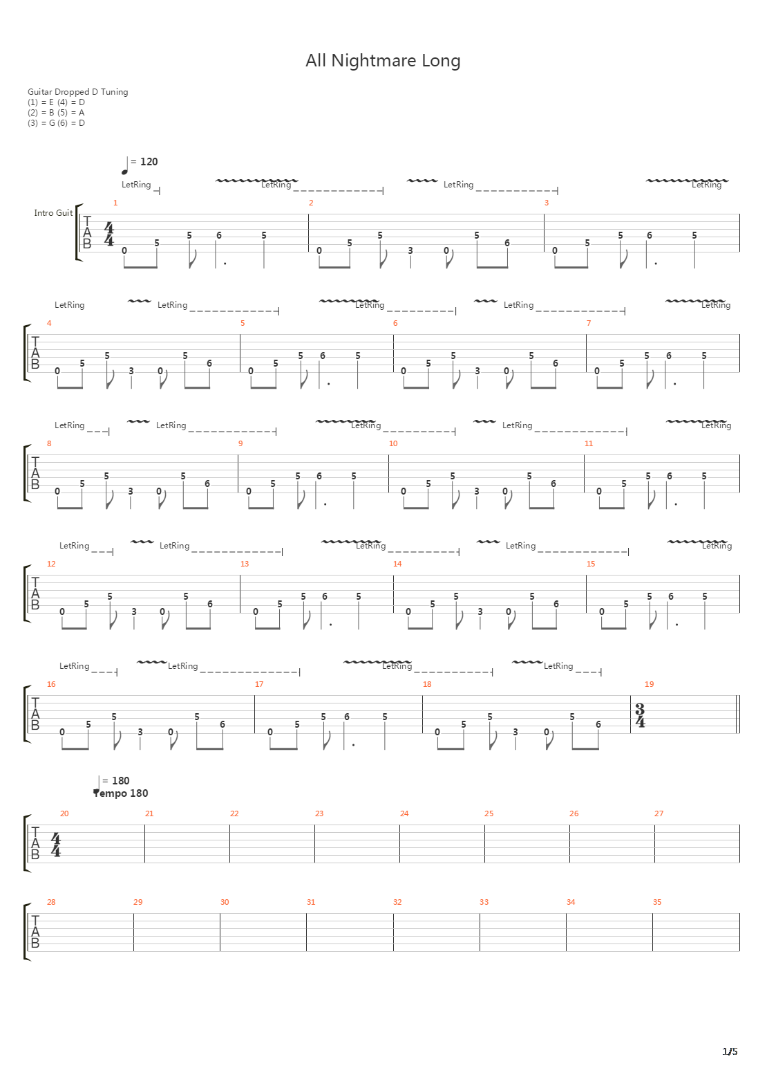 All Nightmare Long吉他谱