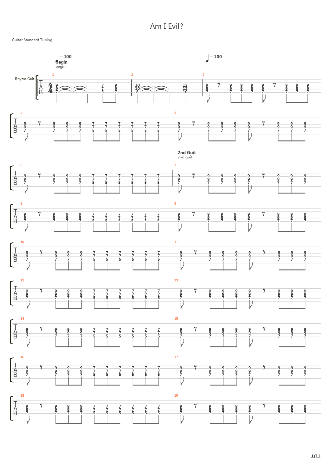 Am I Evil吉他谱