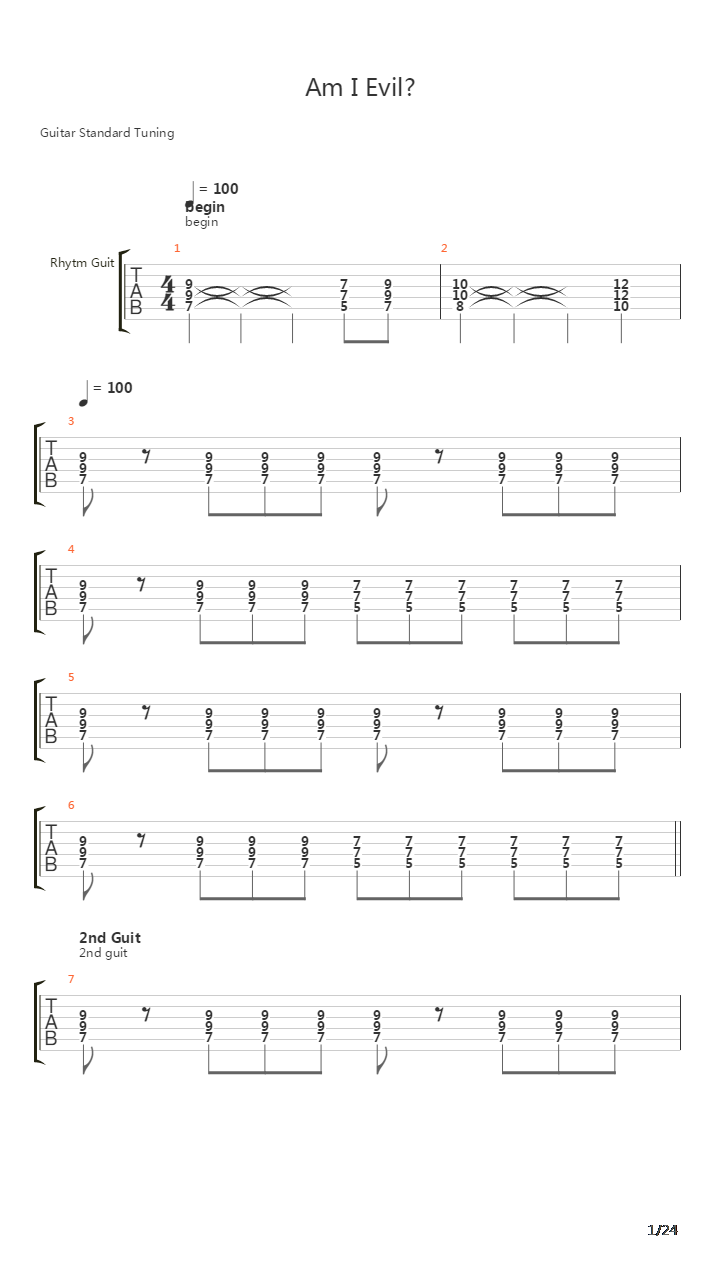 Am I Evil吉他谱