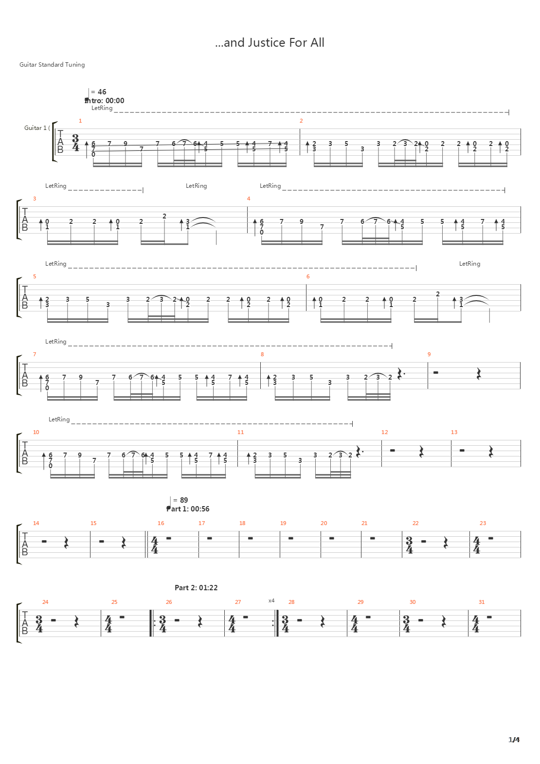 And Justice For All吉他谱