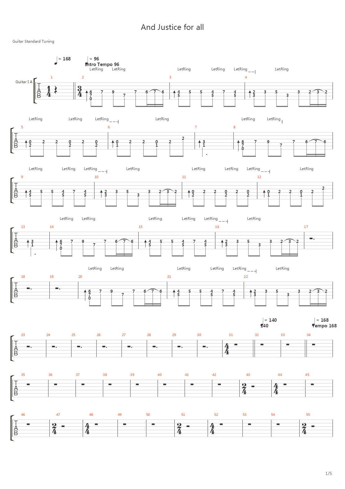 And Justice For All吉他谱