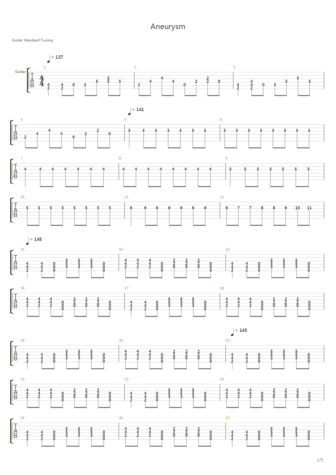 Aneurysm (Another Version)吉他谱