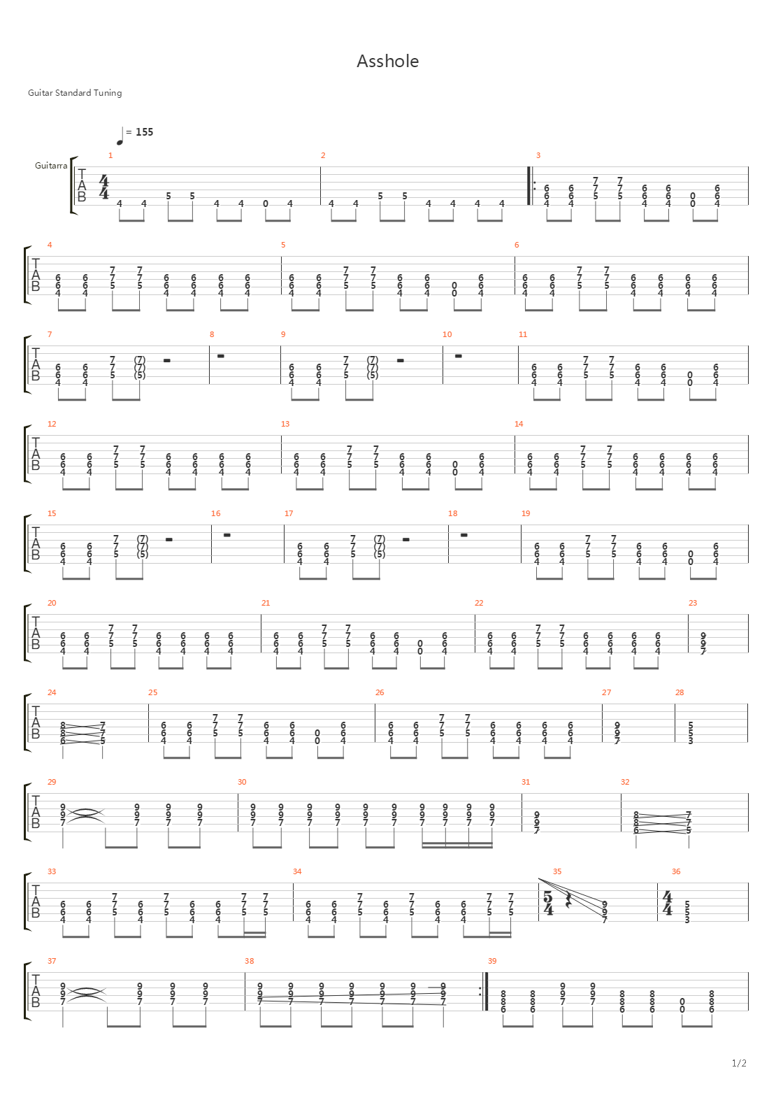 Asshole吉他谱