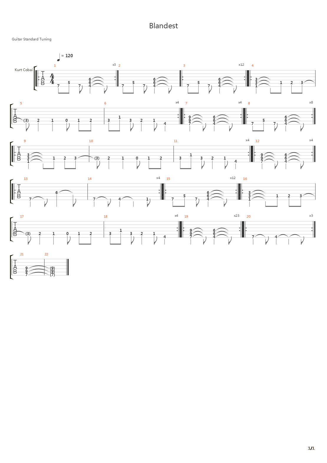 Blandest吉他谱