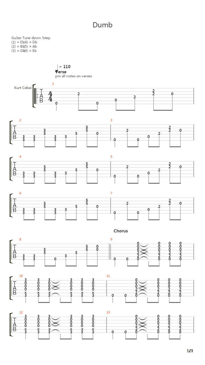 Dumb吉他谱