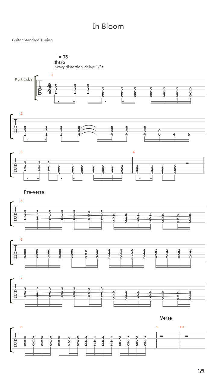 In Bloom吉他谱