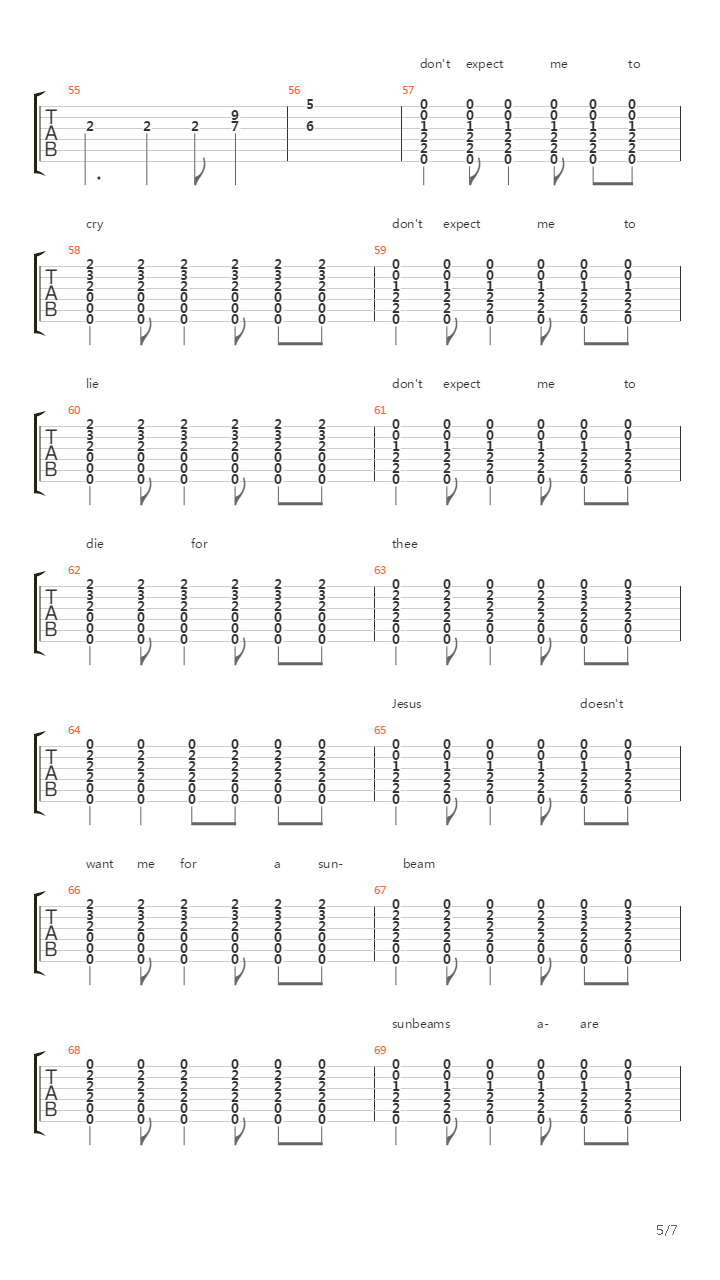 Jesus Doesn't Want Me For A Sunbeam (Live Rock Version)吉他谱