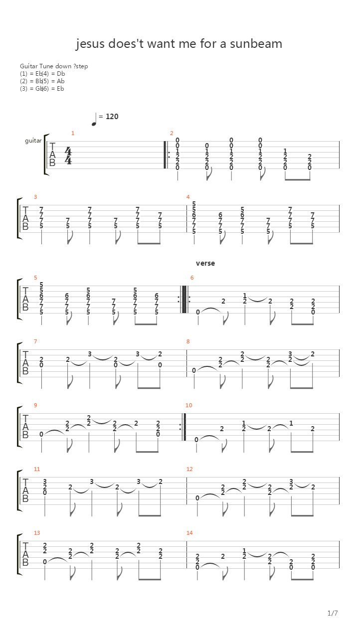 Jesus Doesn't Want Me For A Sunbeam吉他谱