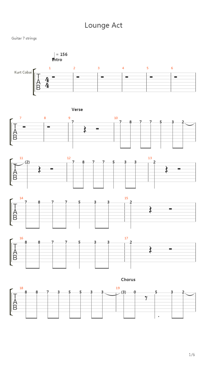 Lounge Act吉他谱