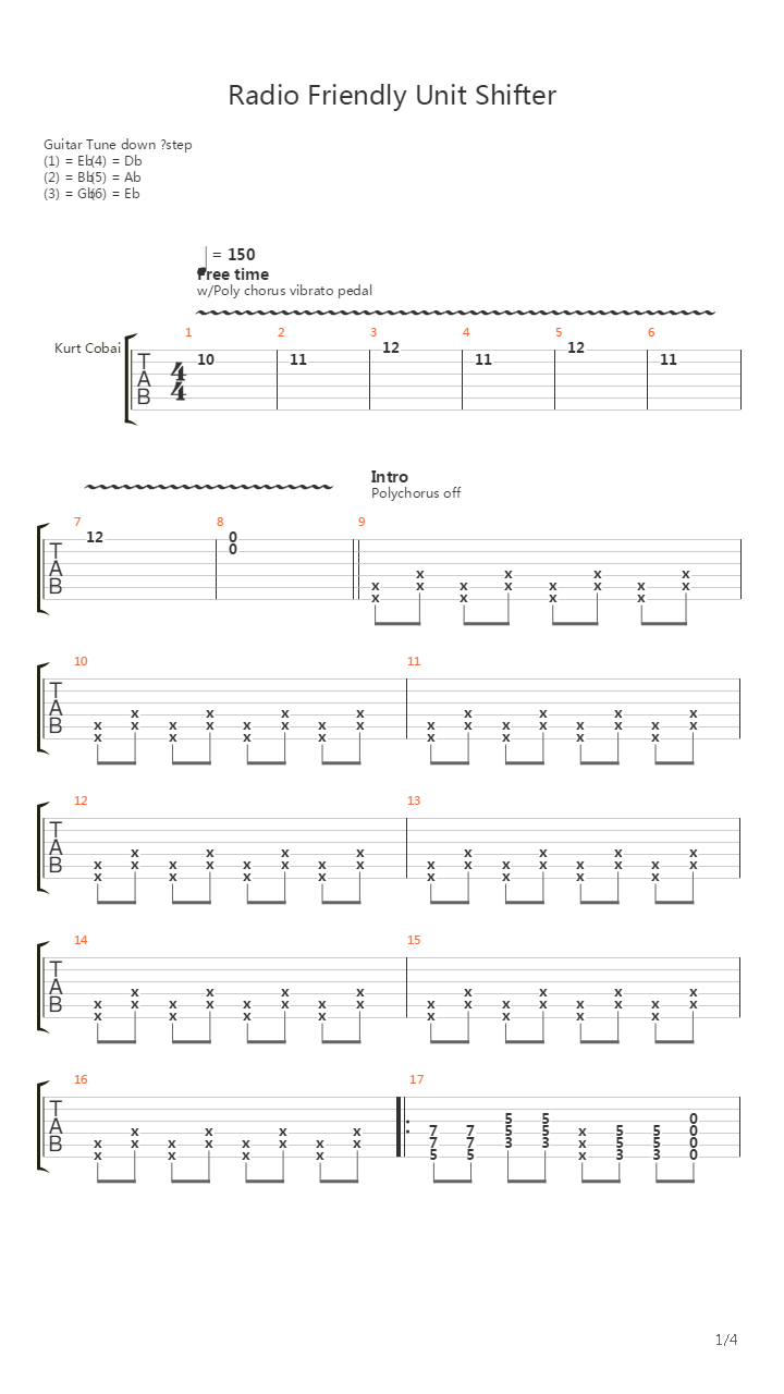Radio Friendly Unit Shifter吉他谱