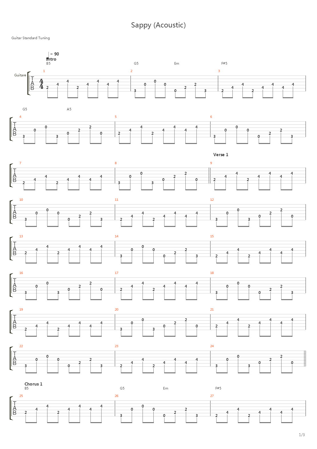 Sappy (Acoustic)吉他谱