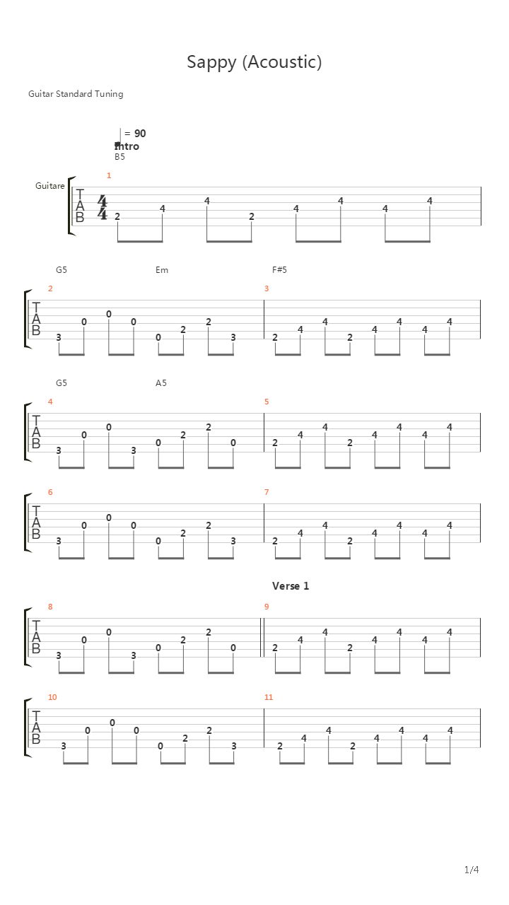 Sappy (Acoustic)吉他谱