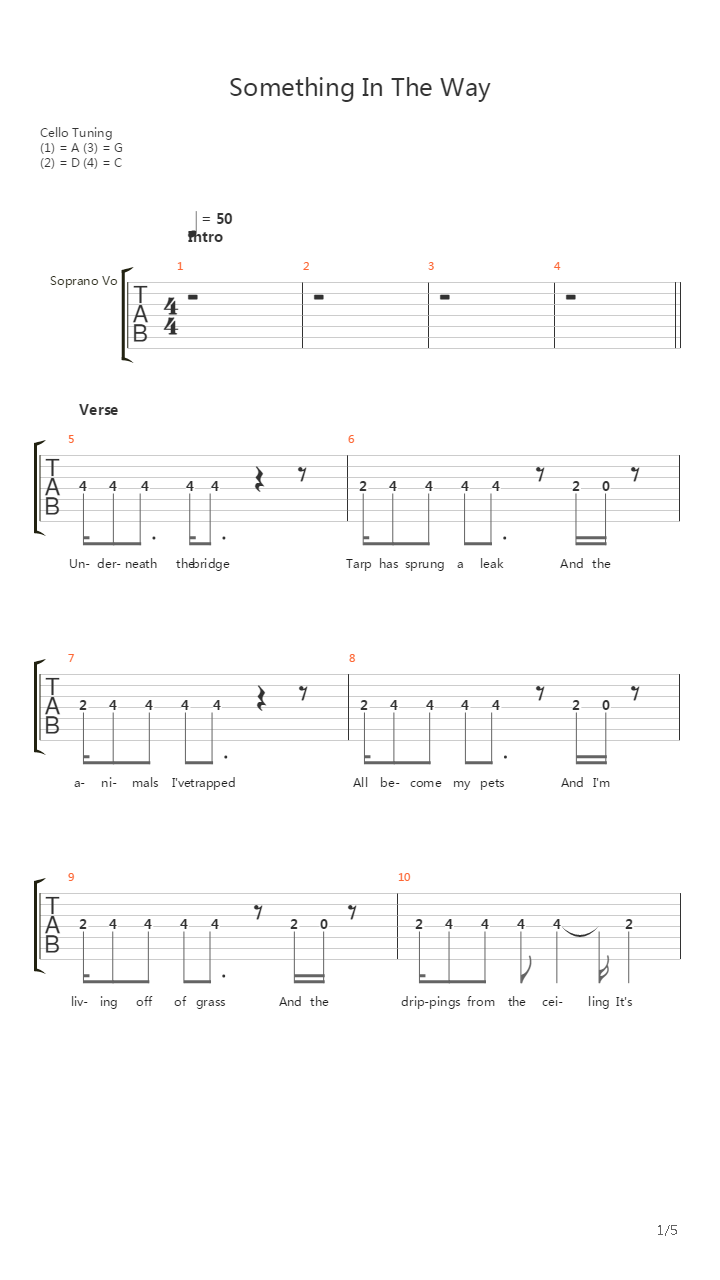 Something In The Way吉他谱