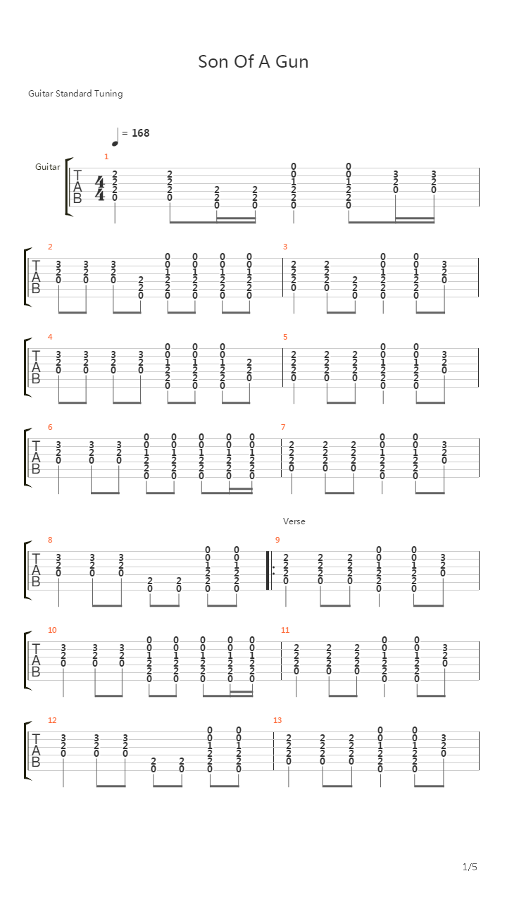 Son Of A Gun吉他谱