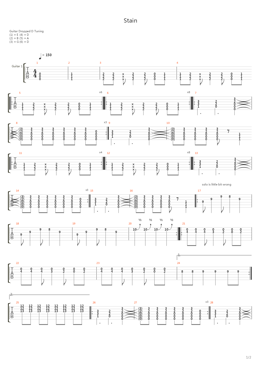 Stain吉他谱