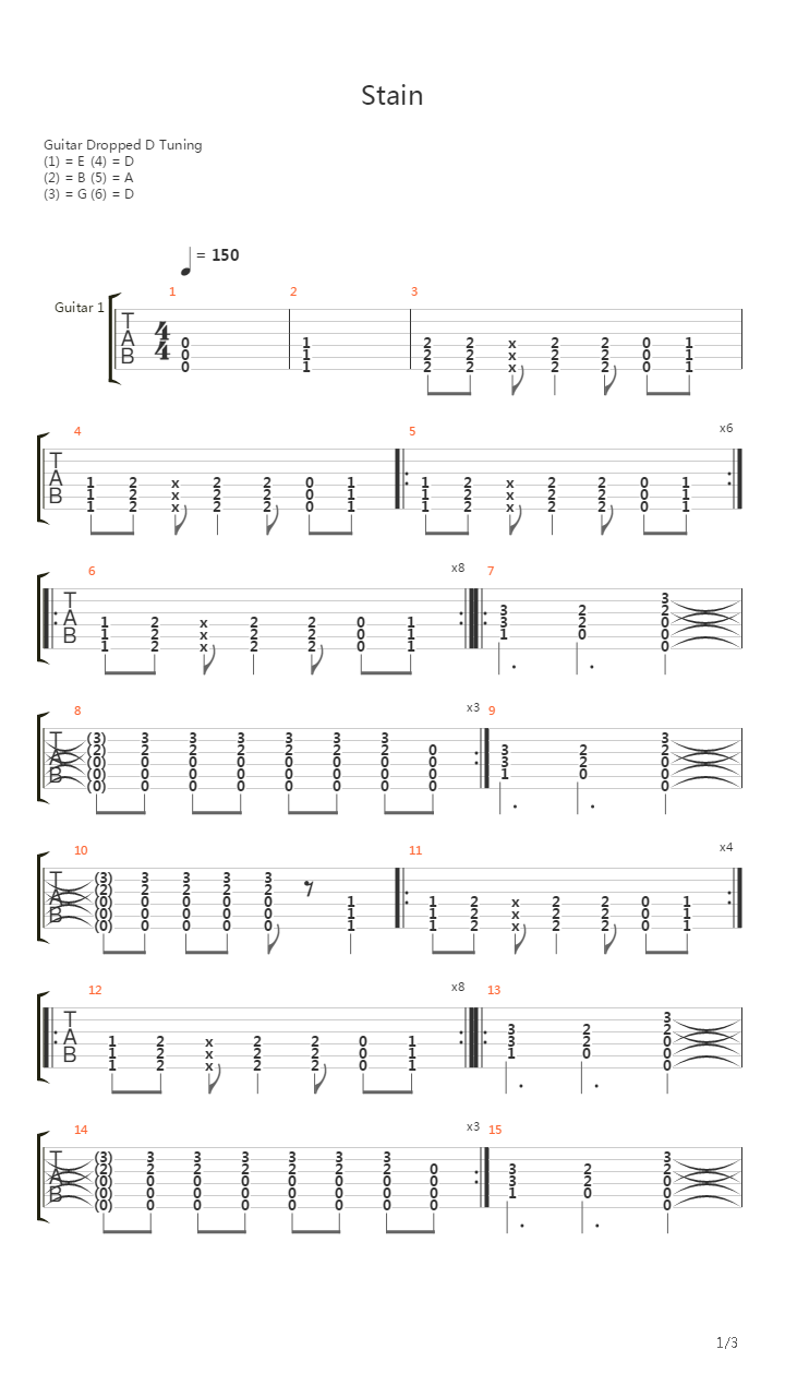 Stain吉他谱