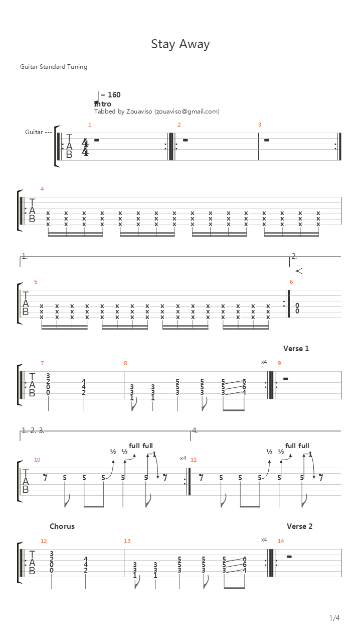 Stay Away吉他谱