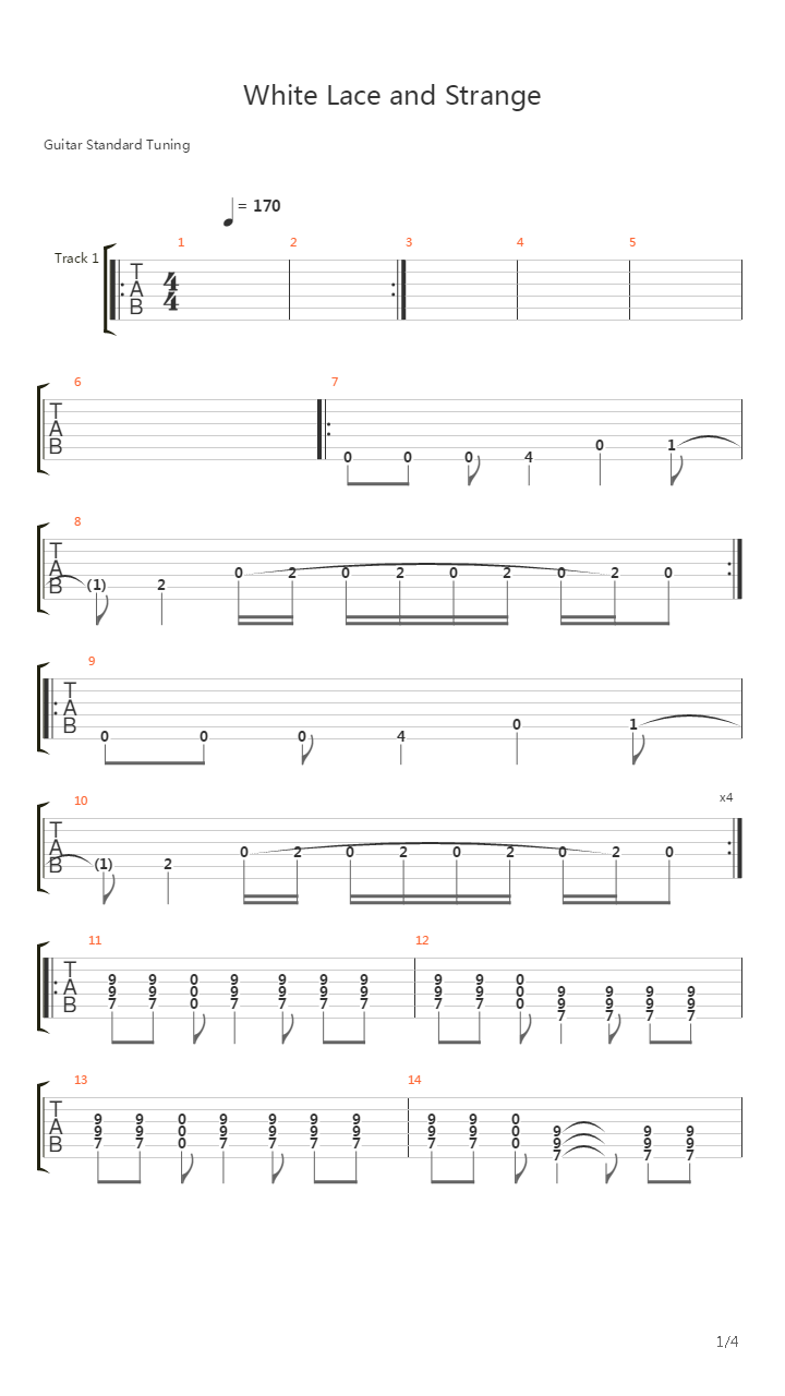 White Lace And Strange吉他谱