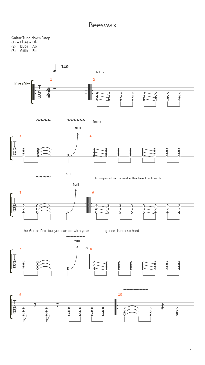 Beeswax吉他谱
