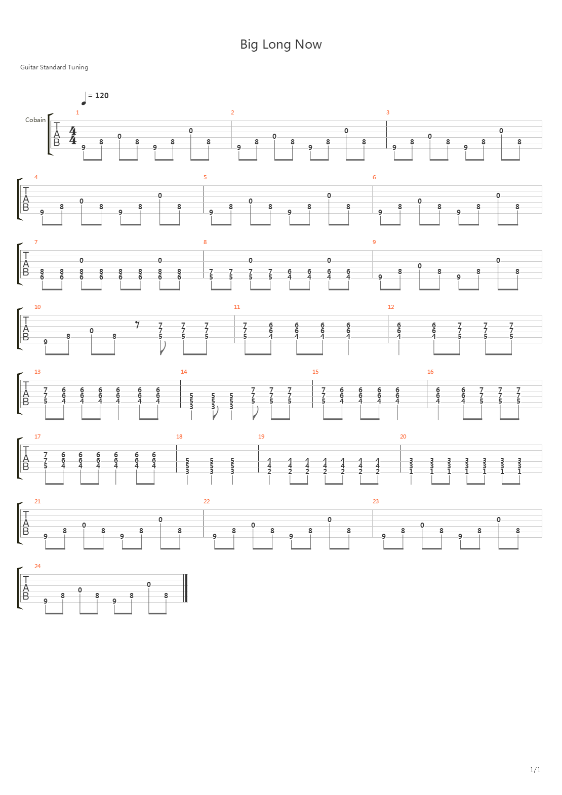 Big Long Now吉他谱
