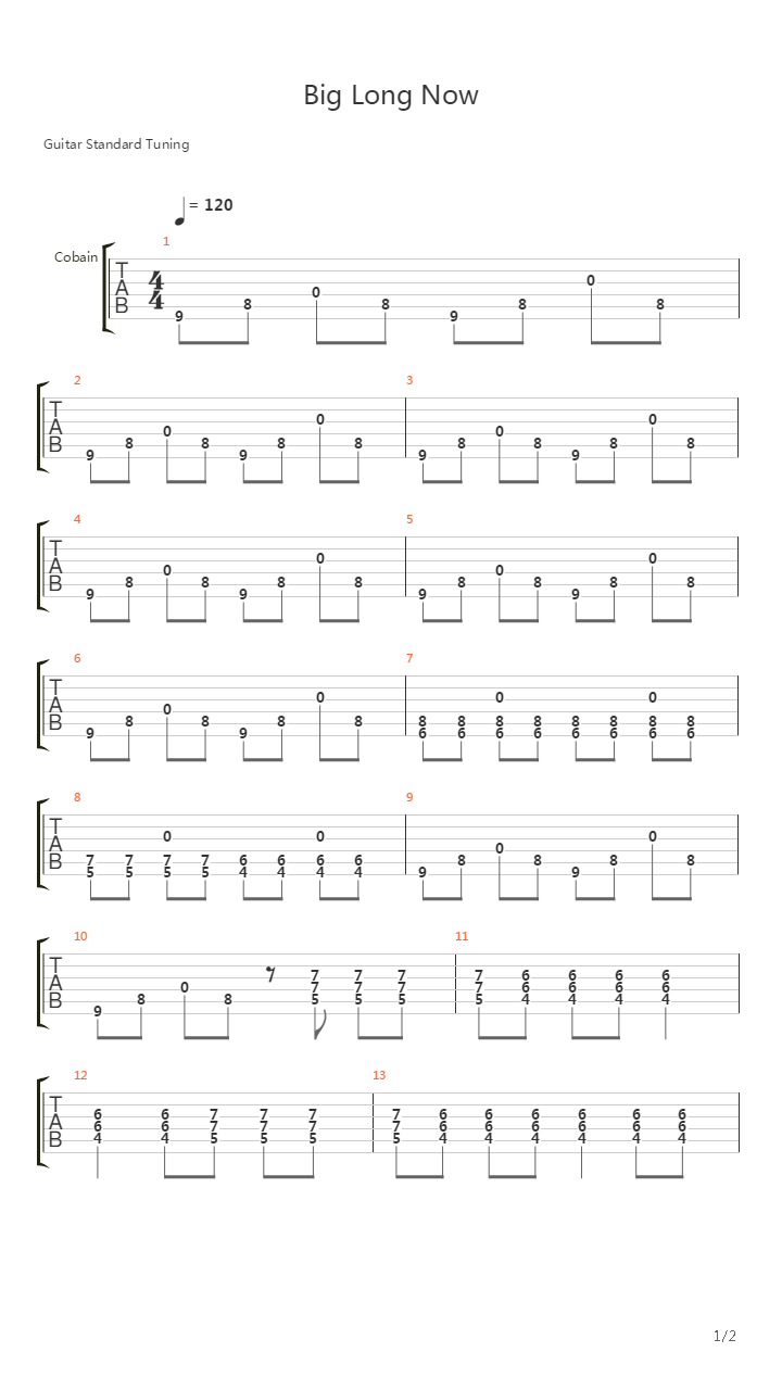 Big Long Now吉他谱