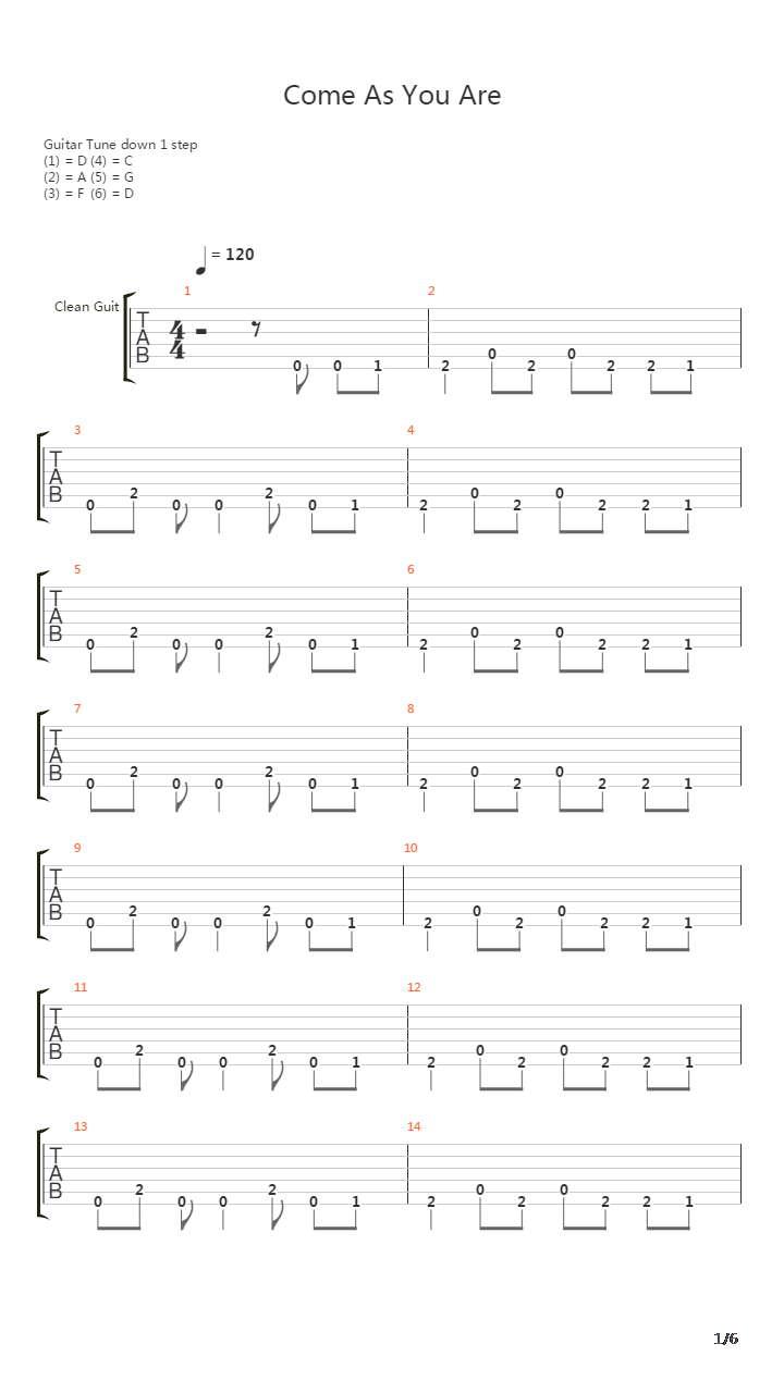 Come As You Are吉他谱
