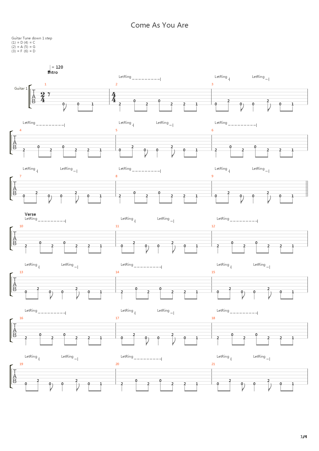 Come As You Are吉他谱
