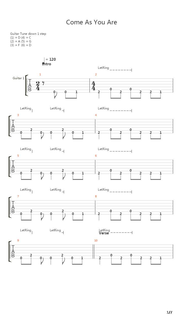 Come As You Are吉他谱