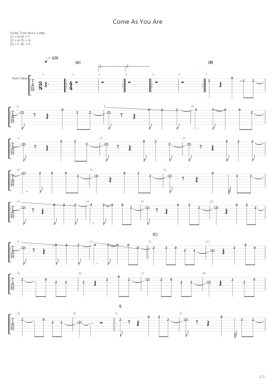 Come As You Are吉他谱