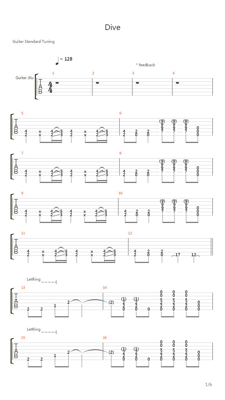 Dive吉他谱