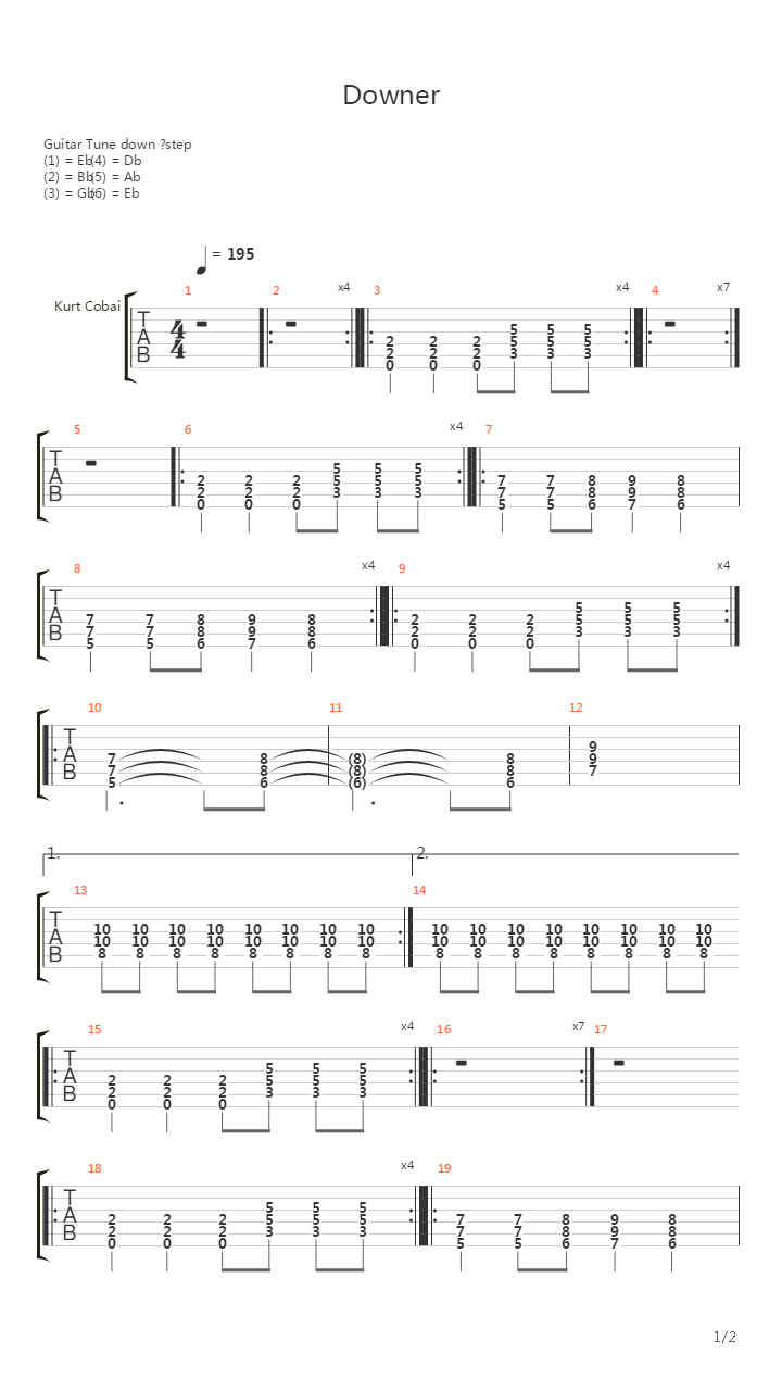 Downer吉他谱