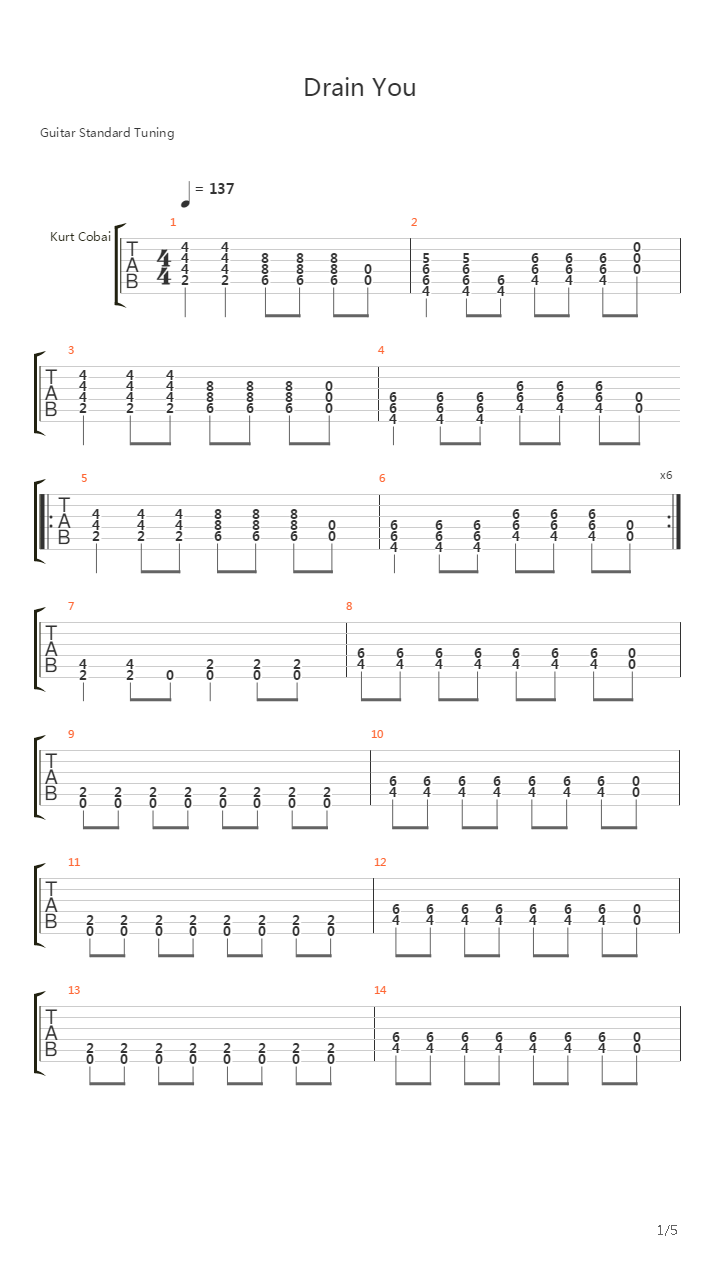 Drain You吉他谱
