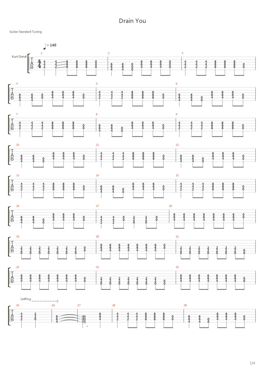 Drain You吉他谱