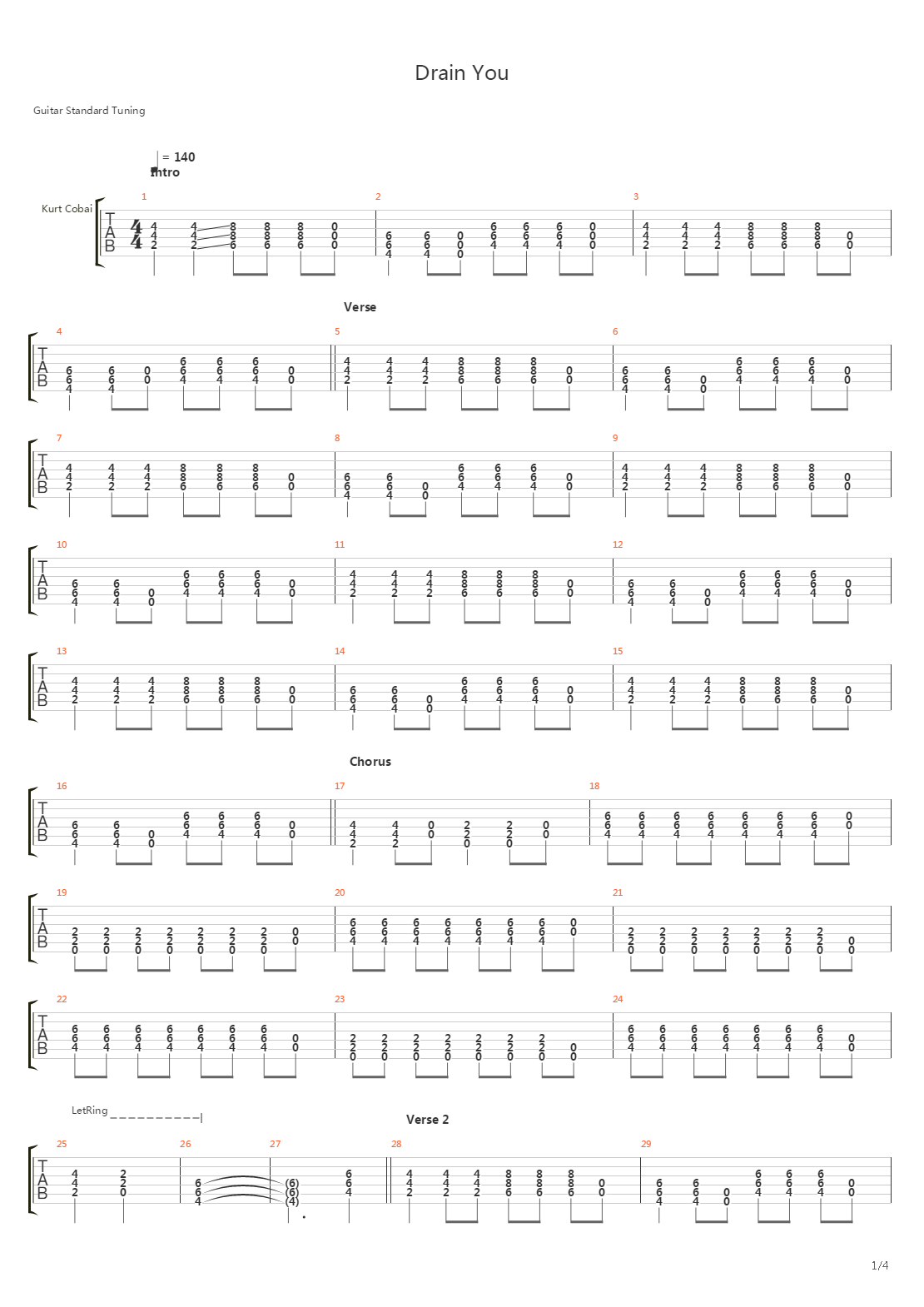 Drain You吉他谱