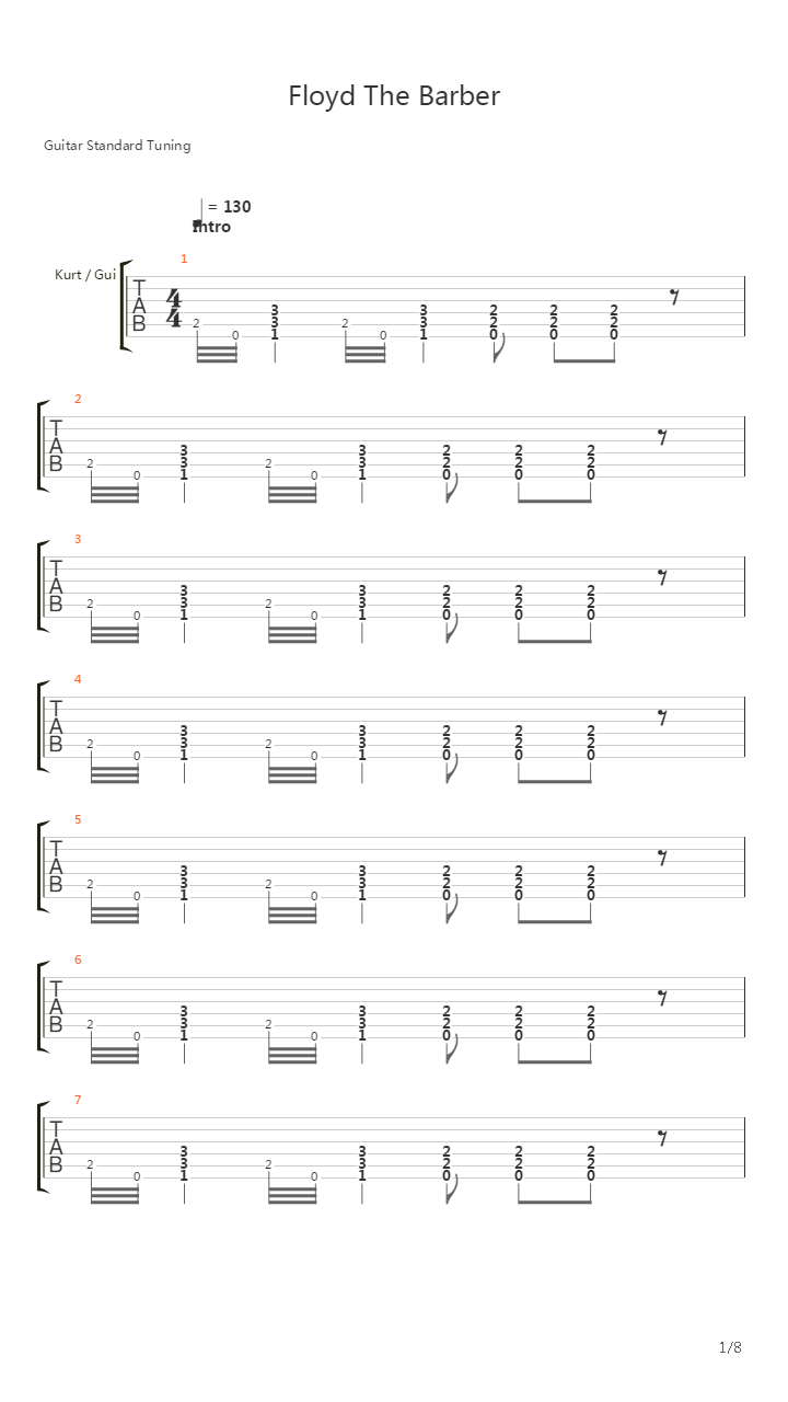 Floyd The Barber吉他谱