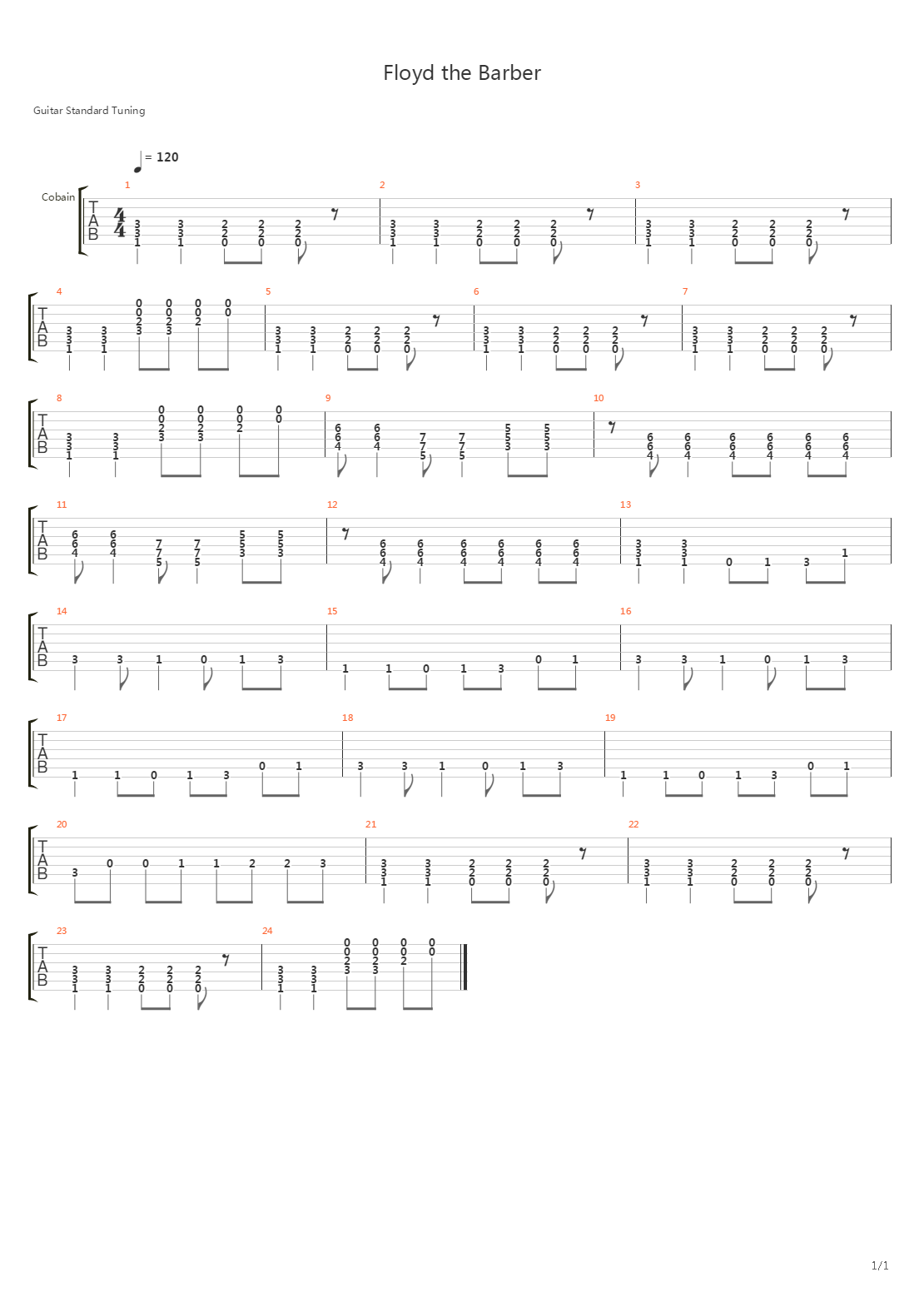 Floyd The Barber吉他谱