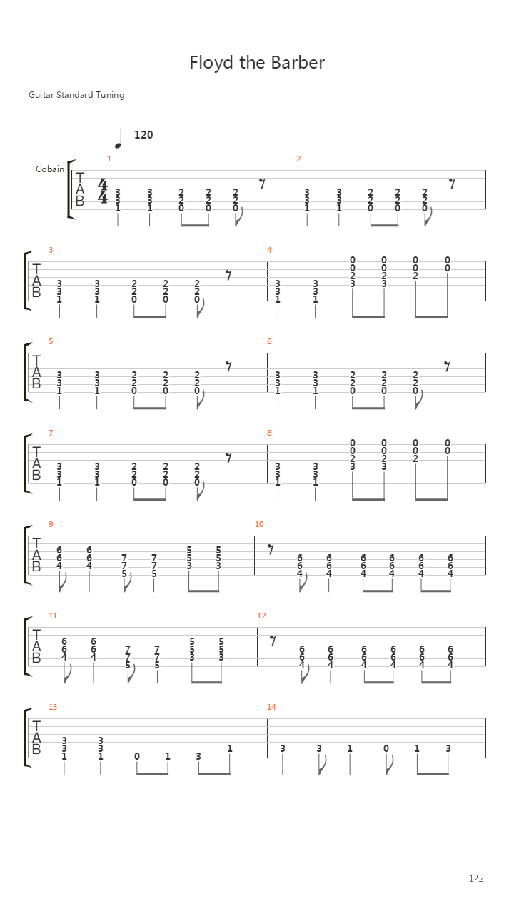 Floyd The Barber吉他谱