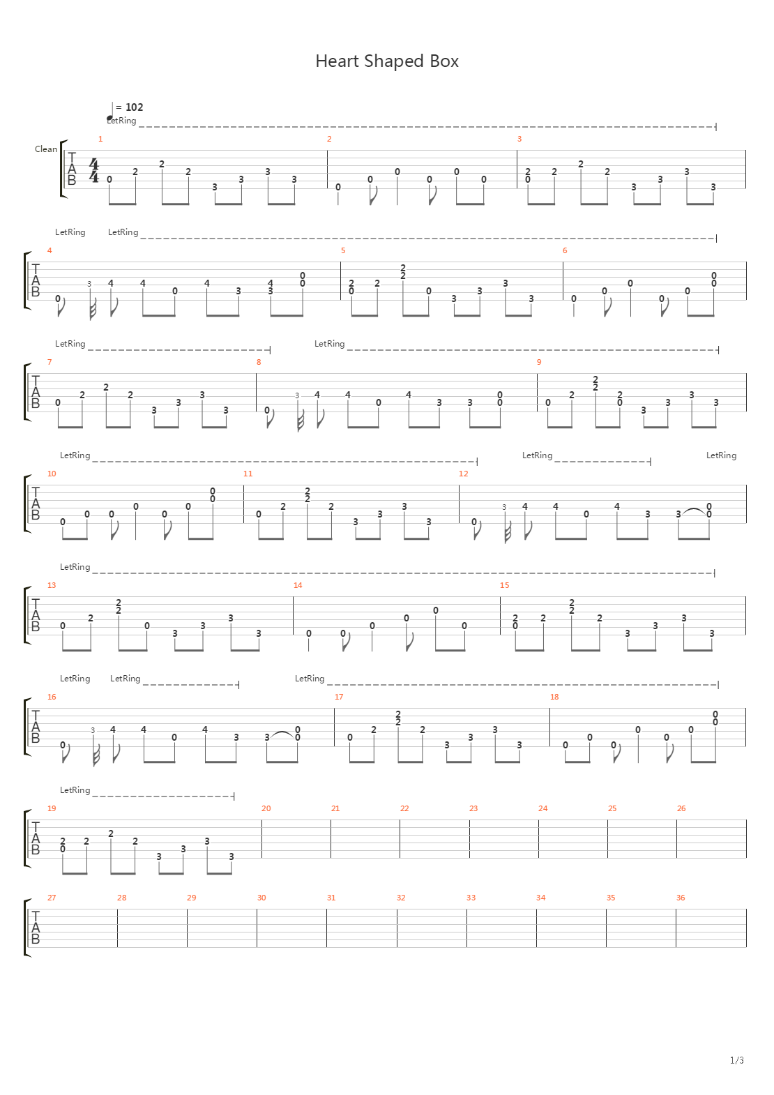 Heart Shaped Box吉他谱