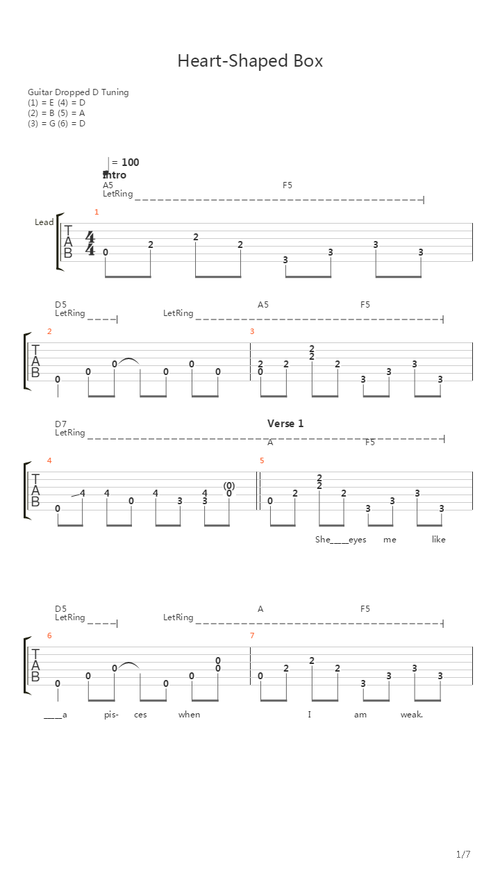Heart Shaped Box吉他谱