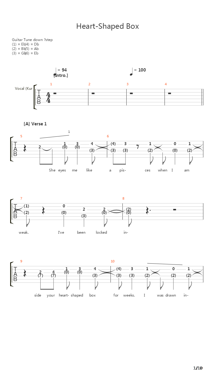 Heart Shaped Box吉他谱