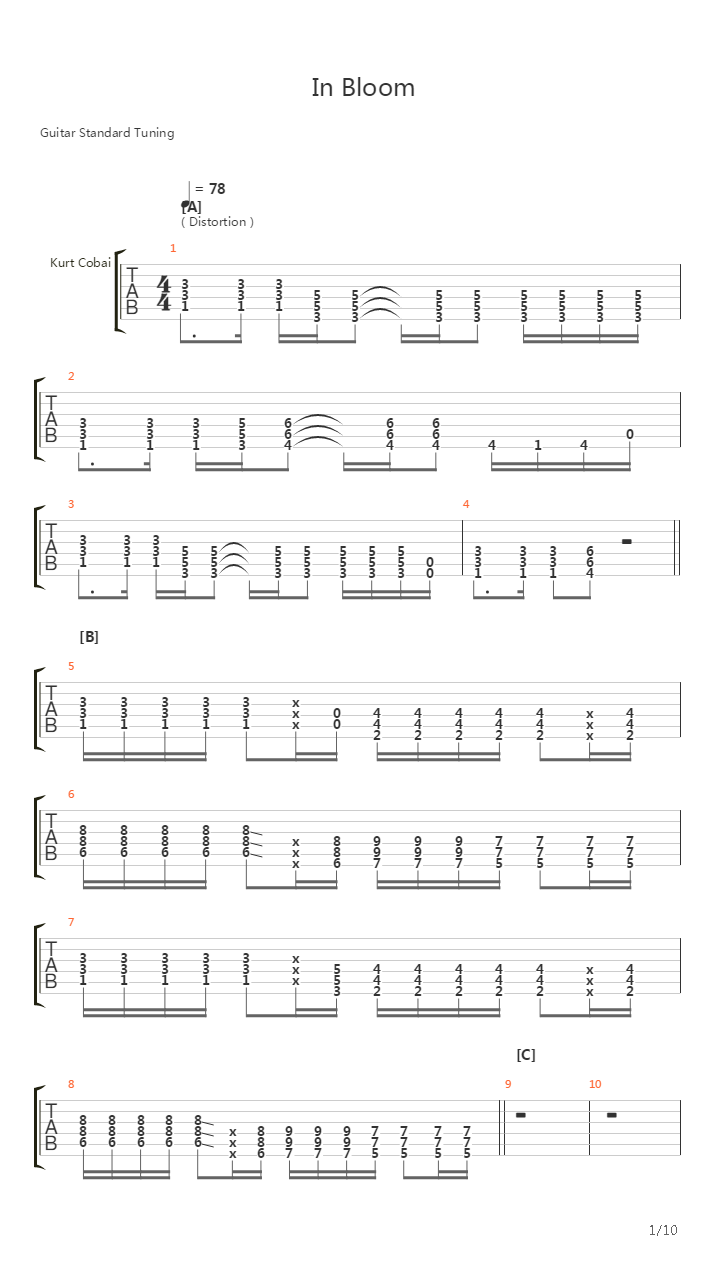 In Bloom吉他谱