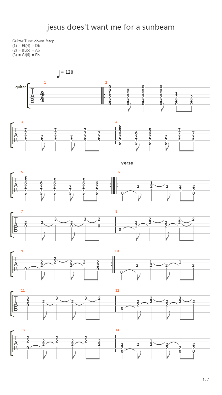 Jesus Doesn't Want Me For A Sunbeam吉他谱