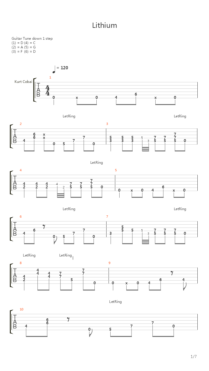 Lithium吉他谱