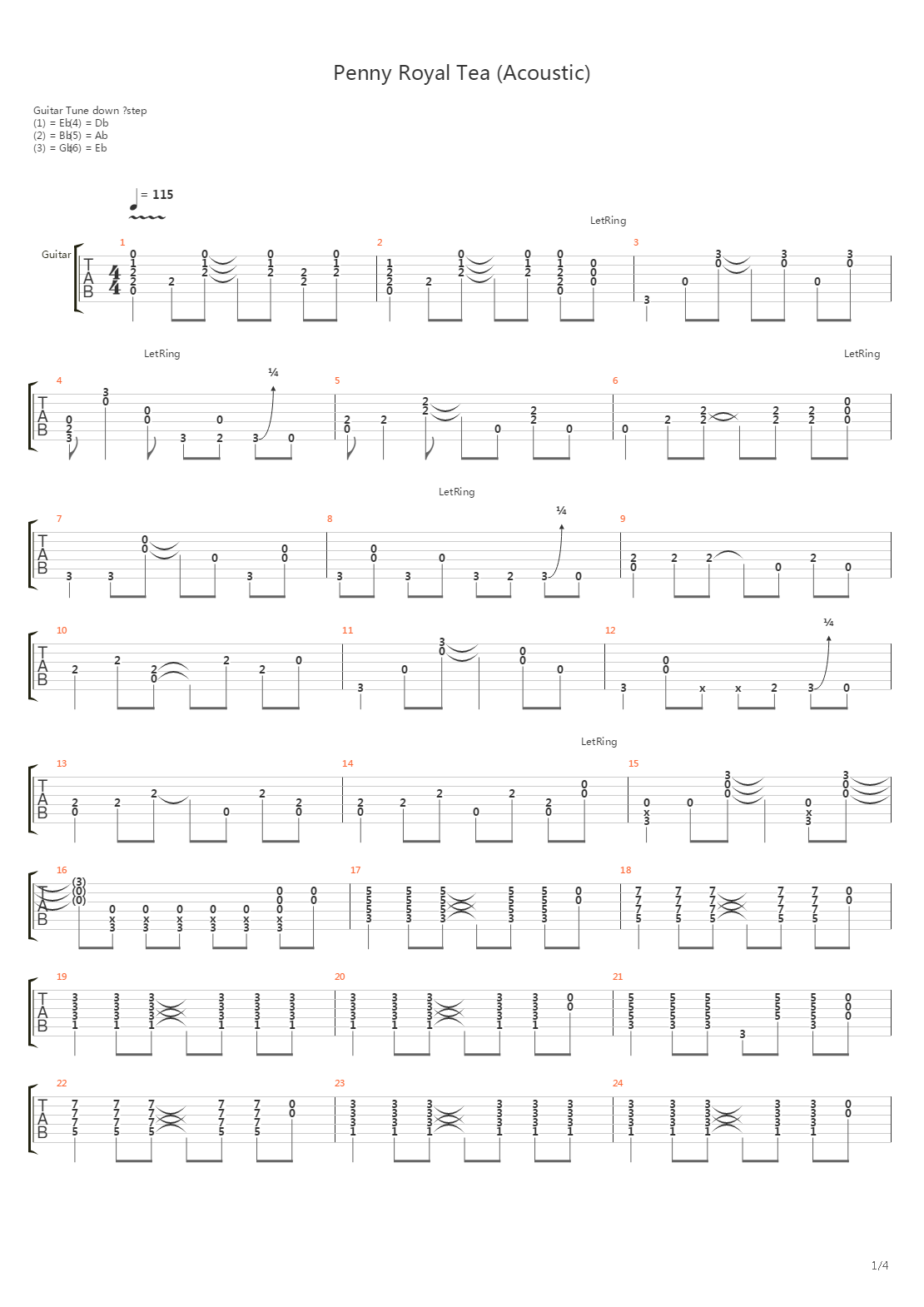 Penny Royal Tea吉他谱