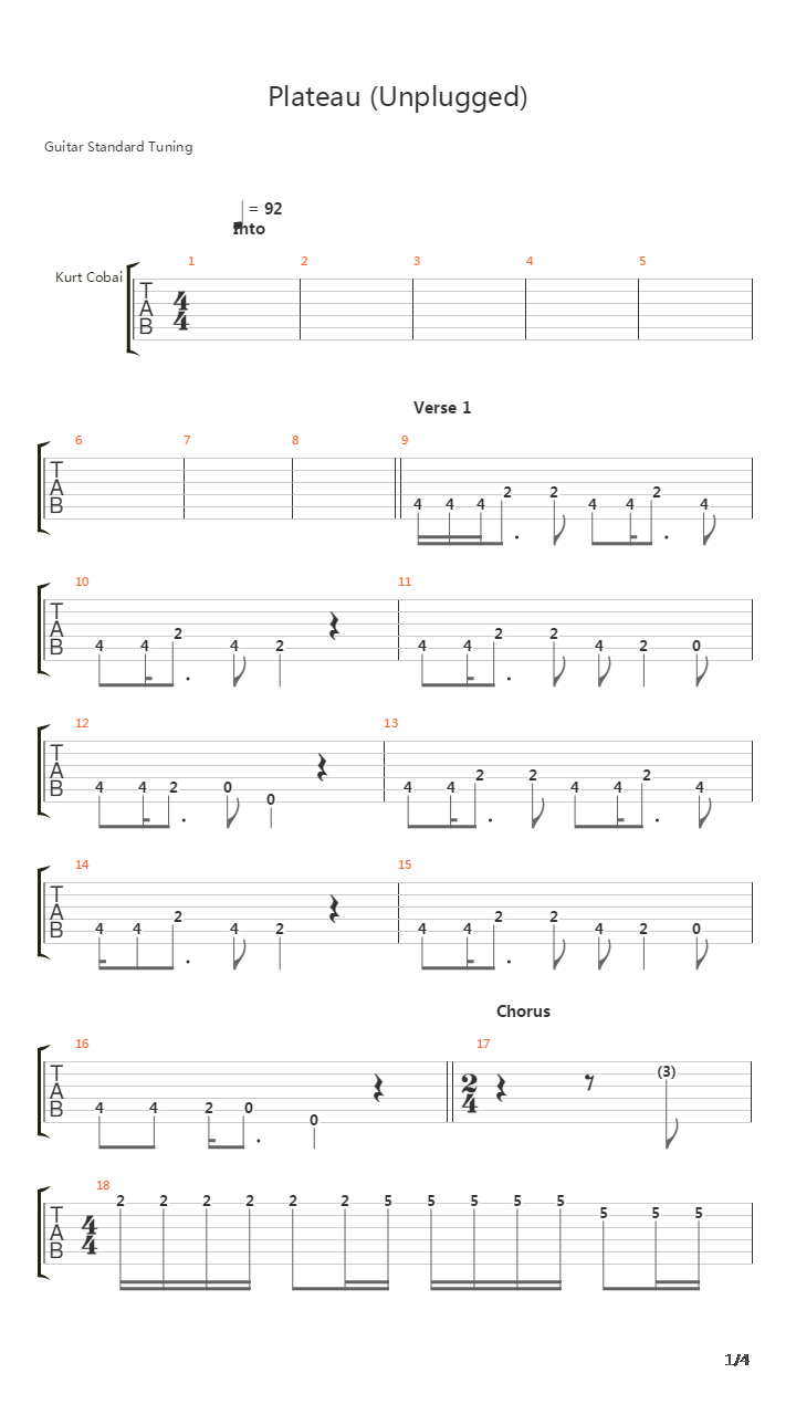 Plateau吉他谱