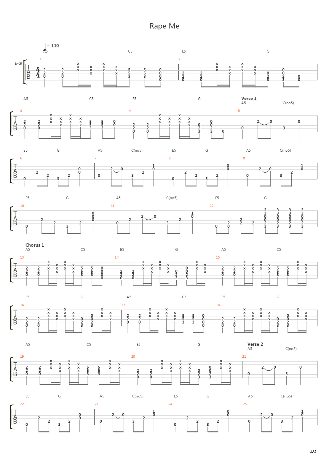 Rape Me吉他谱